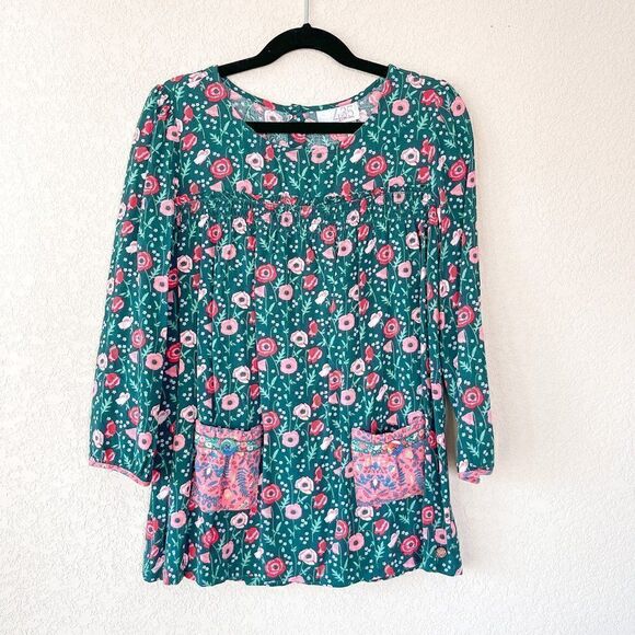 Matilda Jane Long Sleeve Green Floral Top with Pockets, Size 12 - Picture 1 of 4